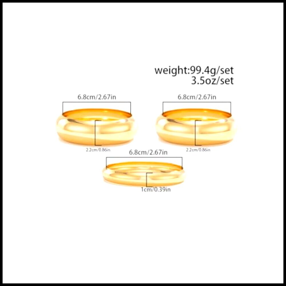 Chunky Stackable Bangle Bracelets Statement Wide … - image 4